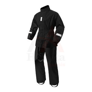 Men's Black Waterproof <b>Rain</b> Jacket and Pants Set with High Collar Reflective Design Lightweight Breathable Outdoor <b>Gear</b> - Product Image 1