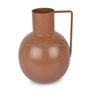 Ensemble de 2 vases vintage en métal brun avec poignée pour décoration de la maison pour chambre à coucher, salon, bureau ou mariage - Product Image 3