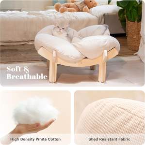 HEYBO Elevated Luxury Modern Holz Katzen bett Fluffy Cushion Indoor Pet Sofa für Wohnzimmer-Erhöhter Lounge Chair für Katzen & Hunde - Product Image 4