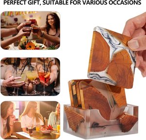 Hermosos posavasos de té de madera de resina Protección de superficie duradera con bordes lisos Diseño elegante Perfecto para espacios de vida modernos - Product Image 6