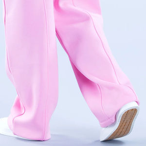 Alta calidad personalizado rosa de gran tamaño Fit pierna ancha Jogger Terry Fleece tela suave mujeres pantalones de chándal pantalones y Pantalones de mujer - Product Image 5