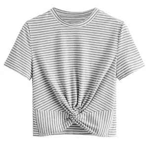 เสื้อยืดครอปท็อปผู้หญิง ผ้าสแปนเด็กซ์ผสมโพลีเอสเตอร์ ทรงสลิมฟิต สไตล์ลำลอง สำหรับฤดูใบไม้ผลิและฤดูร้อน ราคาสมเหตุสมผล ขั้นต่ำในการสั่งซื้อน้อย - Product Image 3