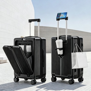 RTS US Warehouse 20 Inches Hard Shell Trolley <strong>Suitcases</strong> <strong>Lightweight</strong> Front Opening ABS+PC Travel <strong>Suitcase</strong> Luggage with Cup Holder - Product Image 1