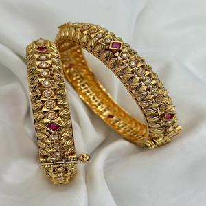 Traditional Designer Premium Quality Gold Plated Antique Matte Finish Two <b>Set</b> Of <b>Bangles</b> for Women Wedding Party Wear For Girls - Product Image 1