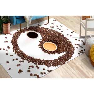 Tapis Yin Yang café, Tapis cadeau pour les amateurs de café, Tapis marron, Tapis en velours - Product Image 1