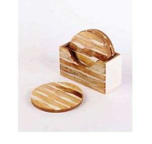 ที่รองแก้วลายเปลือกไม้ออนไลน์สำหรับใช้ในบ้านจานรองแก้วทำจากไม้แบบสั่งทำพร้อมถาดรองแก้วหินแบบทำมือ - Product Image 3