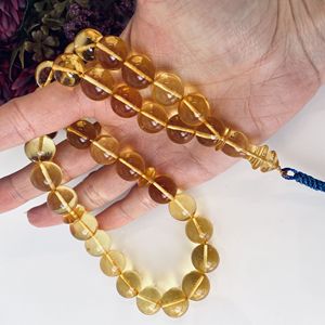 Perles de prière en ambre de couleur jaune clair, Tesbih en ambre - Product Image 6
