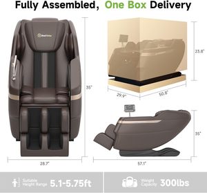 Sillón de Masajes de Cuerpo Completo de Alta Calidad, Práctico, con Gravedad Cero, Shiatsu, Reclinable, con Rieles, Masajes, Calefacción y Bluetooth - Product Image 2