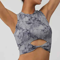 En gros Débardeurs d'été sans bretelles, Camisoles décontractées respirantes, Crop tops à motif uni brodé, Streetwear tendance avec coussinets de poitrine