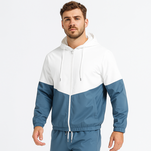 Conjuntos cortavientos de calidad personalizada para hombre, chaqueta impermeable para correr al aire libre, traje cortavientos reflectante con bolsillo y cremallera - Product Image 4