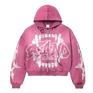 Men's Vintage Street <b>Acid</b> Wash Hoodie with Cropped Hem Fall '25 <b>Drop</b> Plain Dyed with Silk Screen Printing - Product Image 5