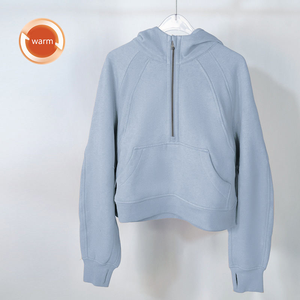 Sudadera con Capucha de Felpa para Mujer, Estilo Informal, Media Cremallera, para Yoga, Deporte, Fitness, Otoño e Invierno - Product Image 3