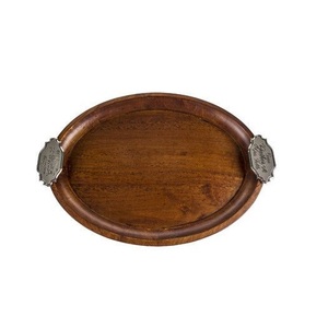 Plateaux de service en bois élégants pour le petit déjeuner au lit avec émail intérieur lisse fini avec poignée noire - Product Image 3