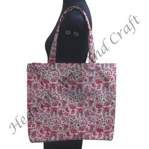 Sac carré en coton imprimé de blocs sac fourre-tout pour femme sac de voyage Boho fait main sac à bandoulière grand - Product Image 6