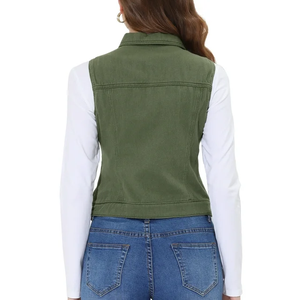 Wholesale New <b>Denim</b> <b>Jacket</b> Women Vest Jean Plus Size Short Cotton Custom Eco-Friendly Breathable Puffer <b>Sleeveless</b> Custom Brand - Product Image 2