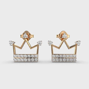 ต่างหูเพชรแล็บโกรว์รูปใบไม้สีโรสโกลด์สุดหรูจาก RATAN JEWELS |   เครื่องประดับเจ้าสาวทรงกลมเจียระไนแบบบริลเลียนท์ทันสมัย ได้รับการรับรองจาก IGI - Product Image 4