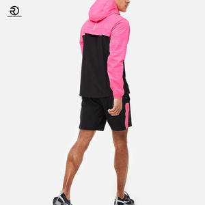 Conjunto de ropa y chaqueta cortos personalizados para hombre, conjunto de chándal cortavientos de poliéster con cremallera de dos piezas - Product Image 5