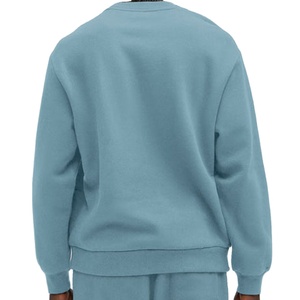 Ensemble de survêtement décontracté en molleton de coton pour homme, coupe ample, deux pièces, bleu clair, tenue décontractée, OEM ODM - Product Image 3
