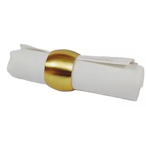 Servilleteros redondos de Metal dorado de diseño Simple, soporte de pañuelos para uso decorativo de mesa superior de Hotel o boda - Product Image 1