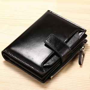 Portefeuille court en cuir de vachette léger, personnalisé, tendance, élégant, brillant, fin, à rabat, avec fermeture éclair RFID, vente chaude, dernière mode - Product Image 6