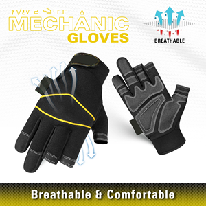 ถุงมือนิรภัยแบบไม่มีนิ้วสำหรับช่างระบายอากาศได้ดีป้องกันการบาดมือกันลื่นเคลือบด้วยไนไตรล์ทนต่อแรงกระแทก - Product Image 3