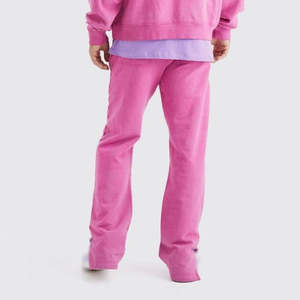 OEM Vêtements d'hiver Pantalons de survêtement surdimensionnés pour hommes Haute qualité Couleur rose unie Tissu éponge français Pantalon lourd GSM Street Style pour hommes - Product Image 3