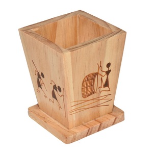 Porte-stylos et porte-crayons en bois écologique, finition naturelle, pour la maison ou le bureau, décoration de table, rangement pour stylos - Product Image 1