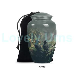 Meilleure vente belle urne de crémation oiseau macareux adulte pour les cendres humaines grande urne funéraire décorative avec sac de velours gratuit - Product Image 2