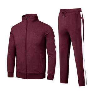 Vente en gros survêtement pour hommes avec fermeture éclair complète vêtements d'extérieur à capuche pantalons empilés 2 pièces ensemble survêtement de sport costume de jogging de fitness pour hommes - Product Image 1