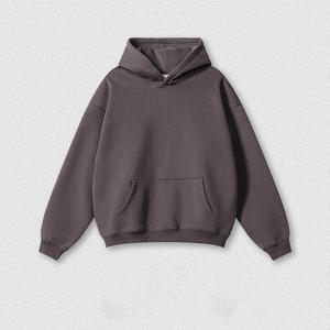 Alta calidad 345 Gsm Heavyweight Pullover Hombres Sudadera con capucha de gran tamaño Fleece No String Hoodies - Product Image 5