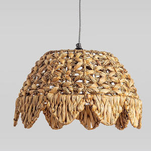 Handmade pendant <b>lights</b> water hyacinth hanging lamps scalloped edge <b>ceiling</b> lamp <b>cover</b> wholesale supply - Product Image 1