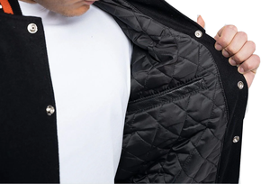 Blouson aviateur en toile vintage à séchage rapide avec logo brodé sur le devant blouson unisexe à col montant vêtements de sport hérités de l'hiver - Product Image 3