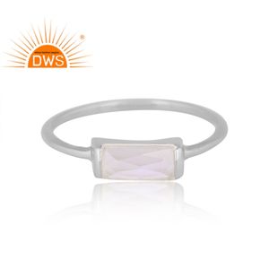 Vente chaude Argent Sterling Naturel Arc-En-Lune Pierre Gemme Beguette Conception Bague Empilable Fabricant De Bijoux Personnalisé - Product Image 2