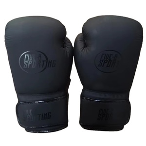 Gants de boxe en cuir PU noir avec fermeture à sangle légère de haute qualité, emballage personnalisé, taille universelle, gants de boxe d'entraînement - Product Image 5