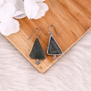 Sang Agate pierres précieuses noir ruthénium laiton fait à la main concepteur balancent boucle d'oreille mode boucles d'oreilles demoiselle d'honneur cadeau Tendy bijoux 2025 - Product Image 4