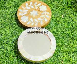 Espejo de Tocador Pequeño de Madera Ecológico de Primera Calidad con Intrincados Adornos de Concha de Nácar, Personalizado para Bar Mitzvah - Product Image 6