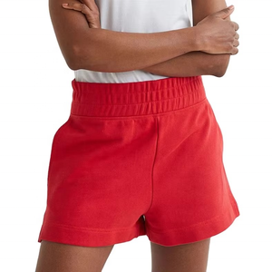 Pantalones Cortos Deportivos de Felpa para Mujer, Color Rojo, Cómodos, de Algodón, con Impresión de Logotipo Personalizado, Venta al Por Mayor de Fábrica - Product Image 1