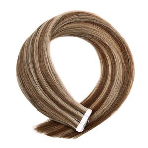 12A Remy Brazilian Straight Hair Extensions Tape in #6/16A Light <b>Medium</b> Brown <b>Ash</b> <b>Blonde</b> Double Drawn Virgin - Product Image 1