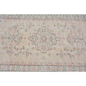 Tapis turc vintage 5.4 x 9.3ft laine beige tissage plat motif patchwork pour décorations de salon couloir utiliser latex soutenu - Product Image 5