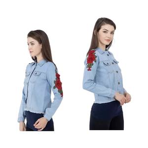 Veste en jean délavée tendance pour femmes, col rabattu, boutons recouverts, manches longues, pour le printemps et l'automne - Product Image 6