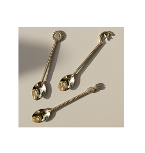 ช้อนทองเหลืองมีด้ามจับลายนูนช้อนรับประทานอาหารขนาดกลาง - Product Image 2