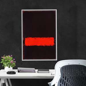 Elegant Minimal Rothko Inspired Red Artwork Printed Canvas Decor,White <b>Framed</b> - Product Image 1