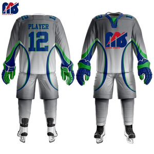 Conjuntos de uniformes de hockey sobre hielo de poliéster de diseño personalizado de calidad superior Servicio OEM Nombre del equipo Impresión por sublimación Ropa de equipo - Product Image 5