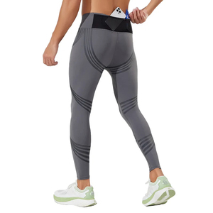Collants de compression de course pour hommes, pantalon d'entraînement antibactérien à séchage rapide et élastique, poche arrière en maille, impression de taille pour entraînement de gymnastique - Product Image 6