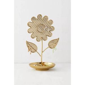 Nouveau support de bijoux décoratif en fer doré Design de fleurs avec plateau en métal pour le stockage d'affichage et le support de décoration de table - Product Image 1