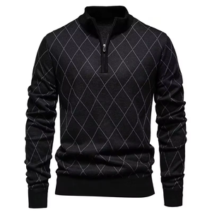 Pull en maille épaisse et côtelée pour homme, personnalisé, pour l'hiver, en polyester/coton, anti-boulochage, respirant, avec logo sur le devant - Product Image 2