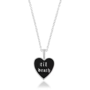 Collar con Colgante de Corazón Esmaltado en Blanco, Inscripción 'Hasta la Muerte', Plata de Ley 925, Amuletos de Lujo, Regalo de Aniversario - Product Image 2