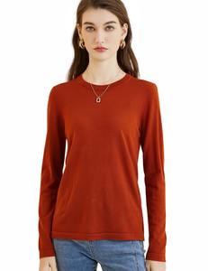 T-shirt pour femme en laine mérinos 100%, mode automne-hiver, col rond, manches longues, tricot doux, sous-vêtement de base, vêtements - Product Image 5