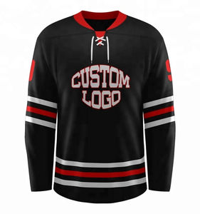 Fabricantes Diseñan Camisetas de Hockey sobre Hielo Personalizadas con Logotipo en Blanco, Impresas por Transferencia de Calor, 100% Poliéster, Impermeables, Unisex para Adultos - Product Image 1