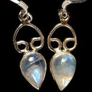 Boucles d'oreilles pendantes en pierre de lune naturelle, magnifiquement renouvelées, en laiton, 9x12 mm, prix de gros - Product Image 1